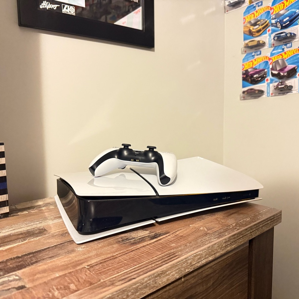 Sony PS5 Console White and Black Futuristic Design